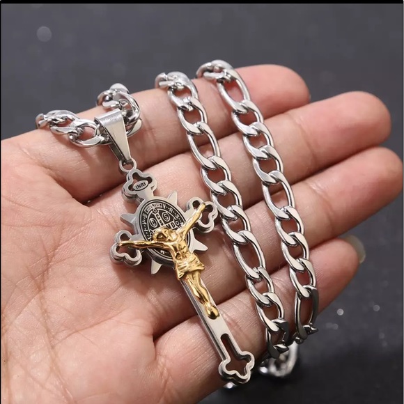 Stainless Steel Jesus on the cross Necklace